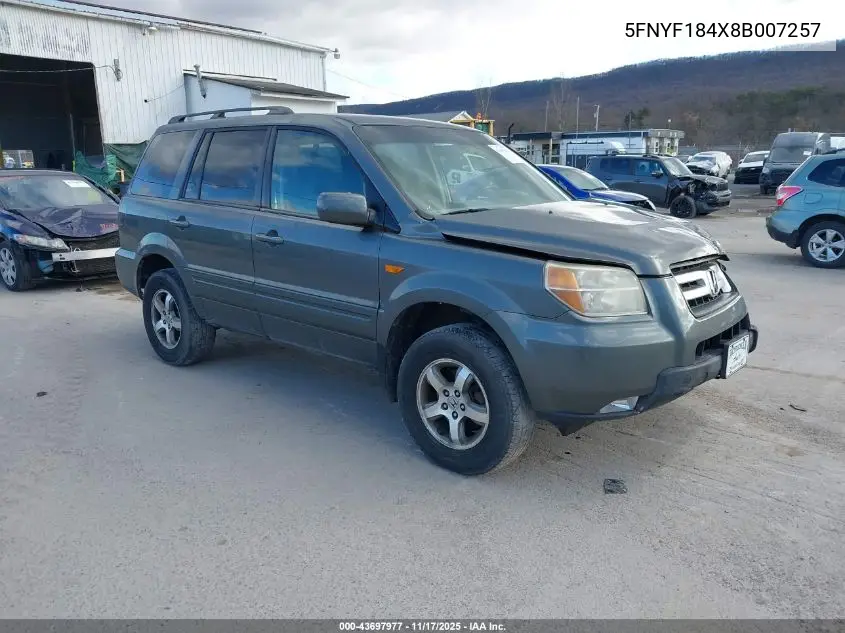 5FNYF184X8B007257 2008 Honda Pilot Ex