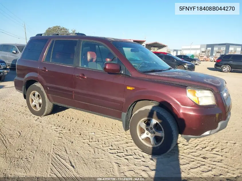 5FNYF18408B044270 2008 Honda Pilot Ex