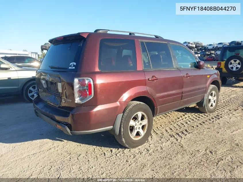 5FNYF18408B044270 2008 Honda Pilot Ex