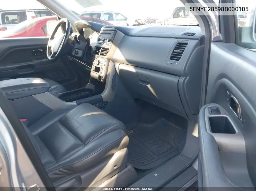 5FNYF28598B000105 2008 Honda Pilot Ex-L