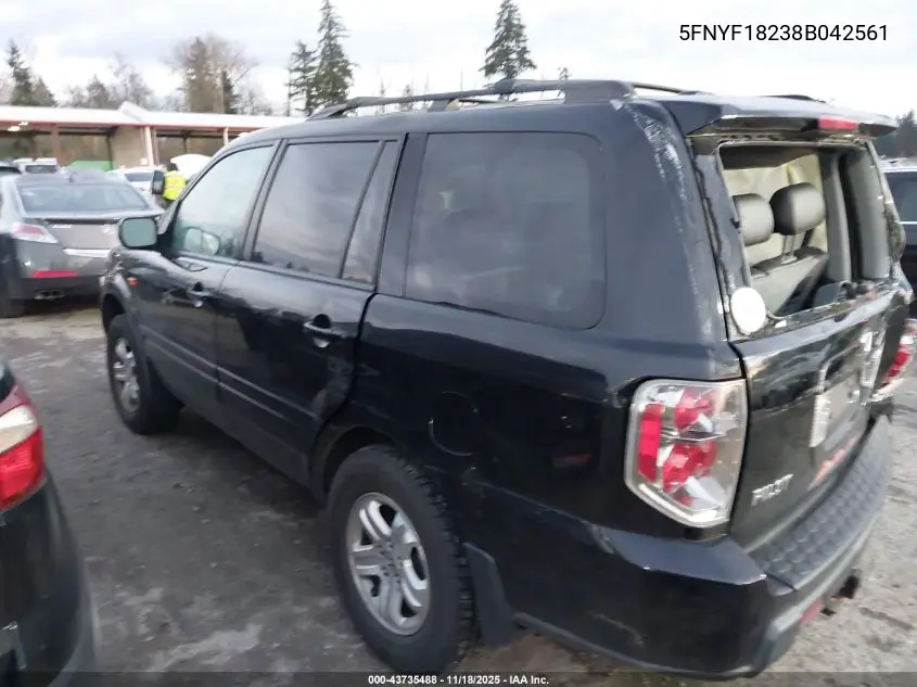 5FNYF18238B042561 2008 Honda Pilot Vp