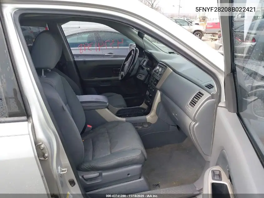 5FNYF28208B022421 2008 Honda Pilot Vp