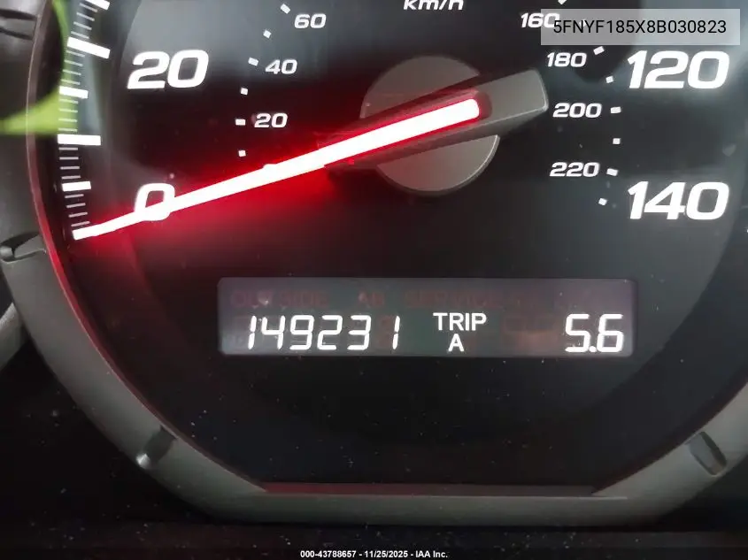 5FNYF185X8B030823 2008 Honda Pilot Exl