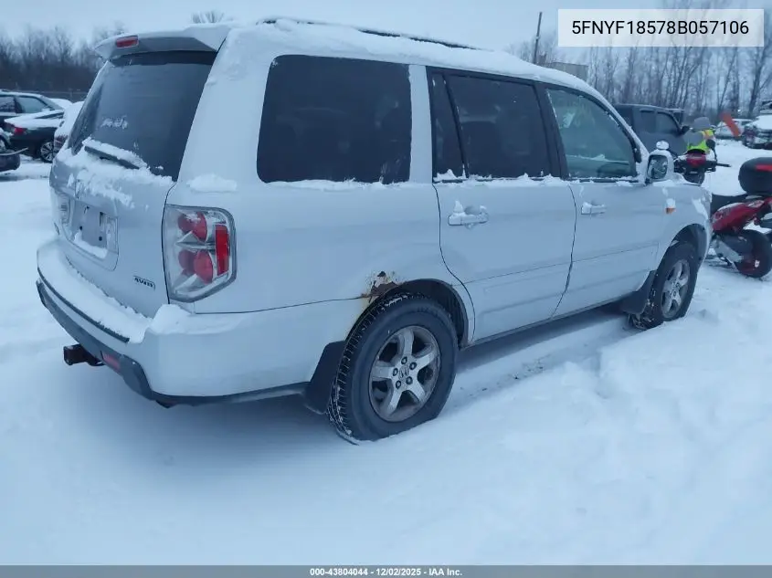 5FNYF18578B057106 2008 Honda Pilot Ex-L
