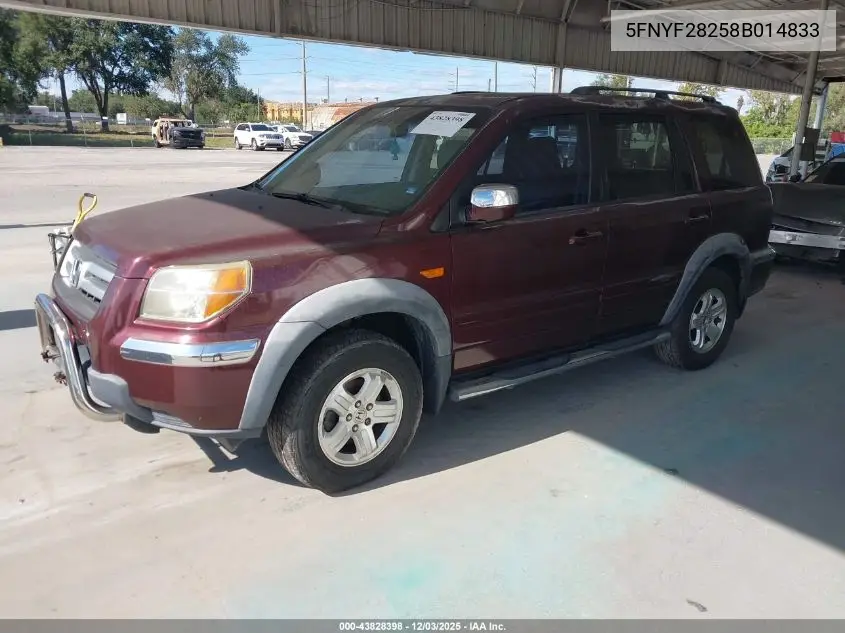 5FNYF28258B014833 2008 Honda Pilot Vp