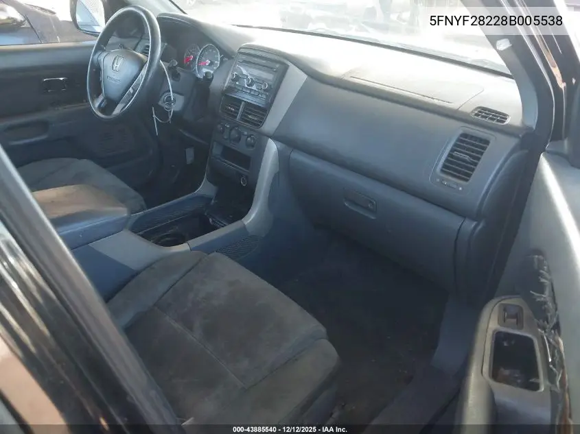 5FNYF28228B005538 2008 Honda Pilot Vp