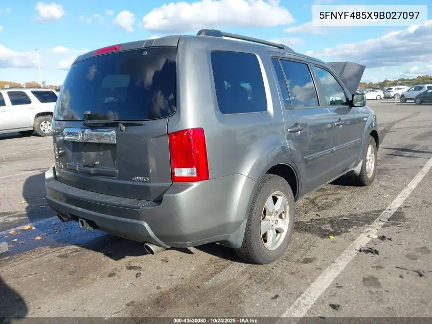5FNYF485X9B027097 2009 Honda Pilot Ex-L