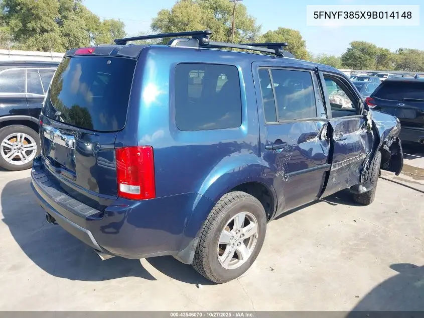 5FNYF385X9B014148 2009 Honda Pilot Ex-L