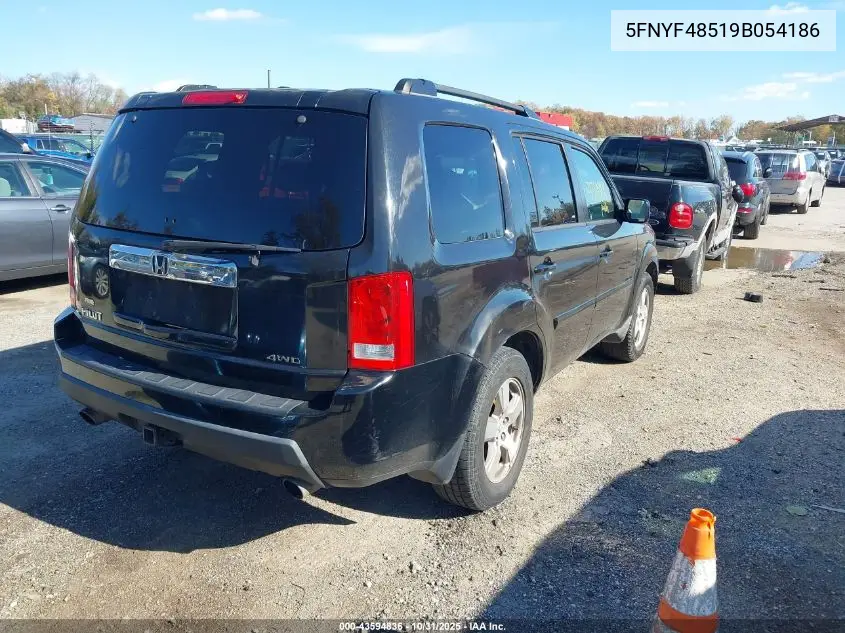 5FNYF48519B054186 2009 Honda Pilot Ex-L