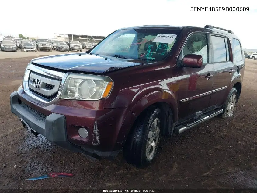 5FNYF48589B000609 2009 Honda Pilot Ex-L