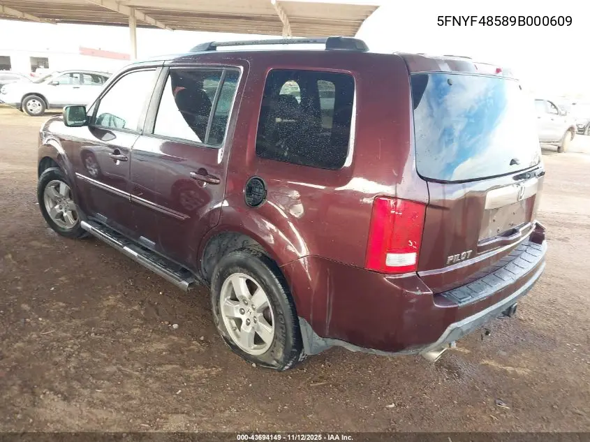 5FNYF48589B000609 2009 Honda Pilot Ex-L