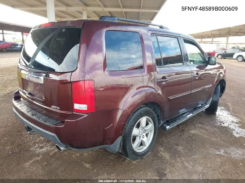 5FNYF48589B000609 2009 Honda Pilot Ex-L