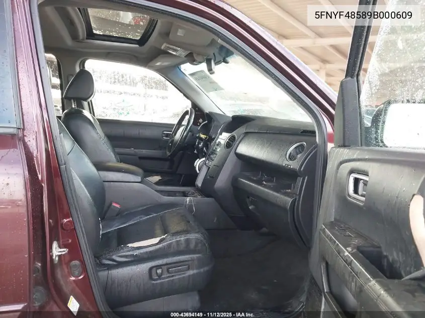 5FNYF48589B000609 2009 Honda Pilot Ex-L