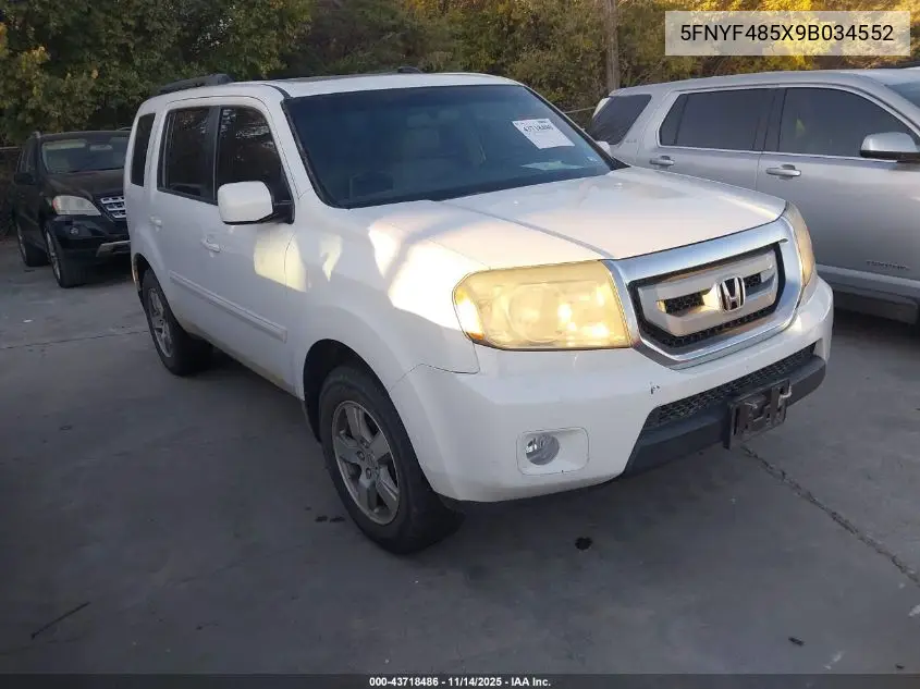 5FNYF485X9B034552 2009 Honda Pilot Ex-L