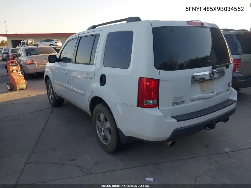 5FNYF485X9B034552 2009 Honda Pilot Ex-L
