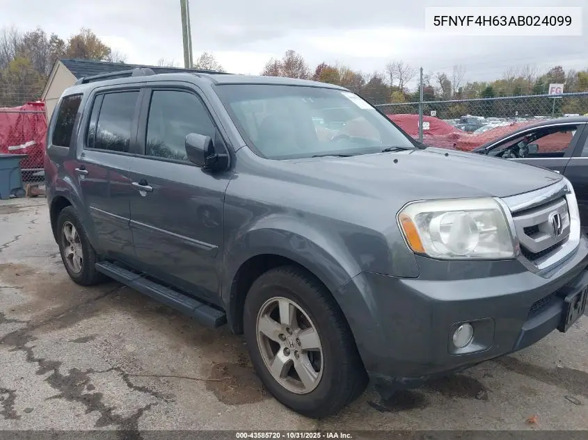 5FNYF4H63AB024099 2010 Honda Pilot Exl
