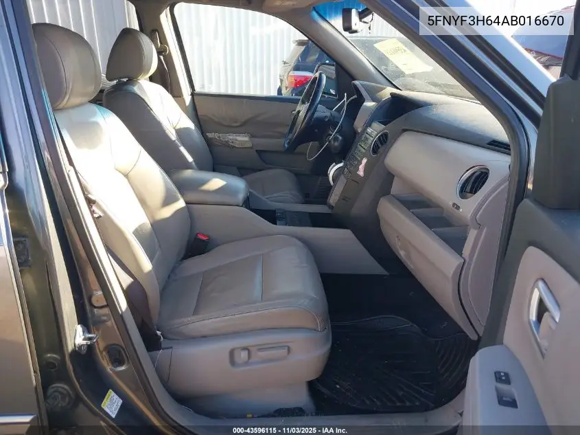 5FNYF3H64AB016670 2010 Honda Pilot Ex-L