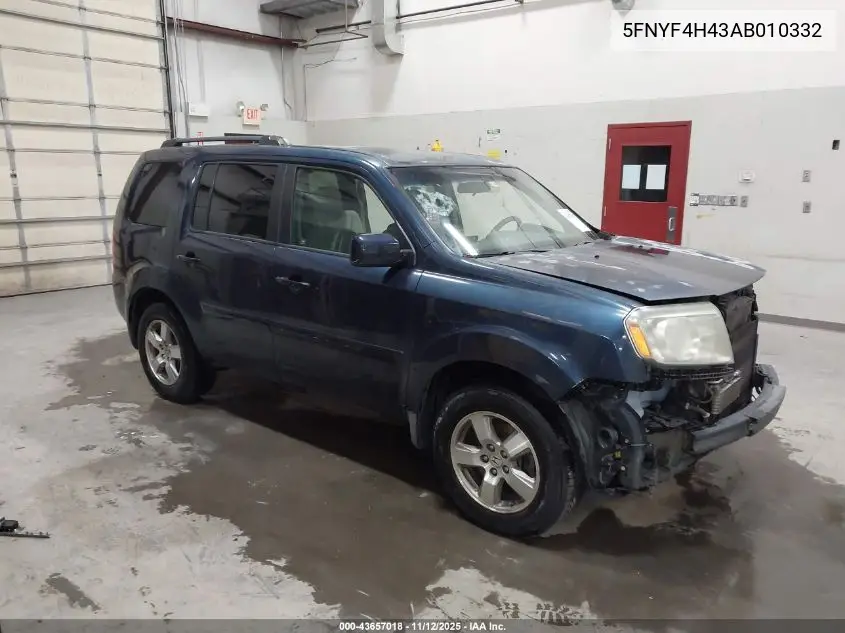 5FNYF4H43AB010332 2010 Honda Pilot Ex