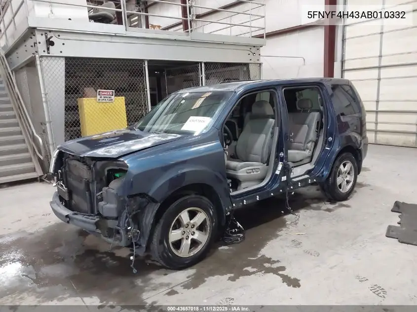 5FNYF4H43AB010332 2010 Honda Pilot Ex
