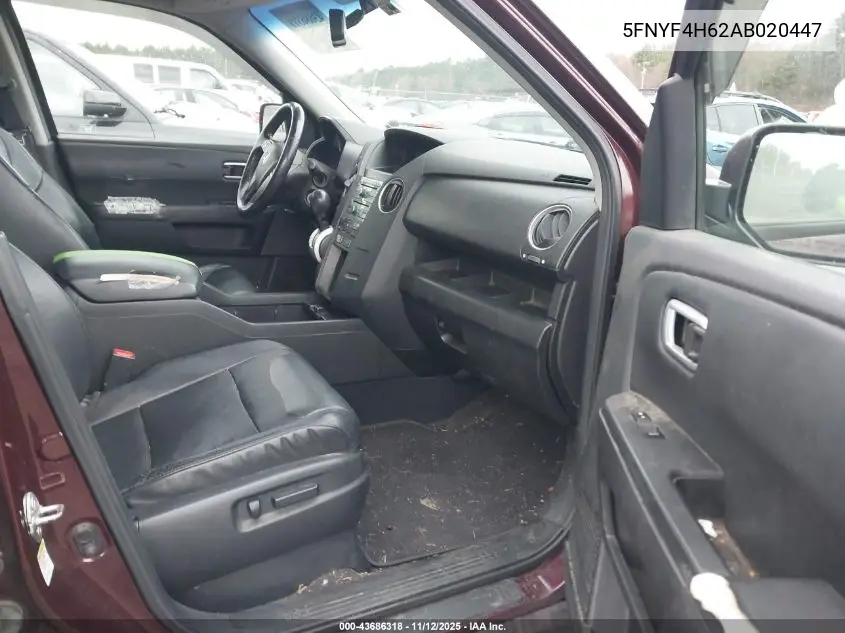 5FNYF4H62AB020447 2010 Honda Pilot Ex-L