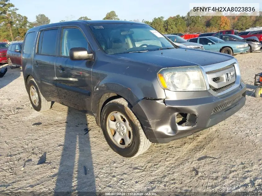 5FNYF4H2XAB023836 2010 Honda Pilot Lx