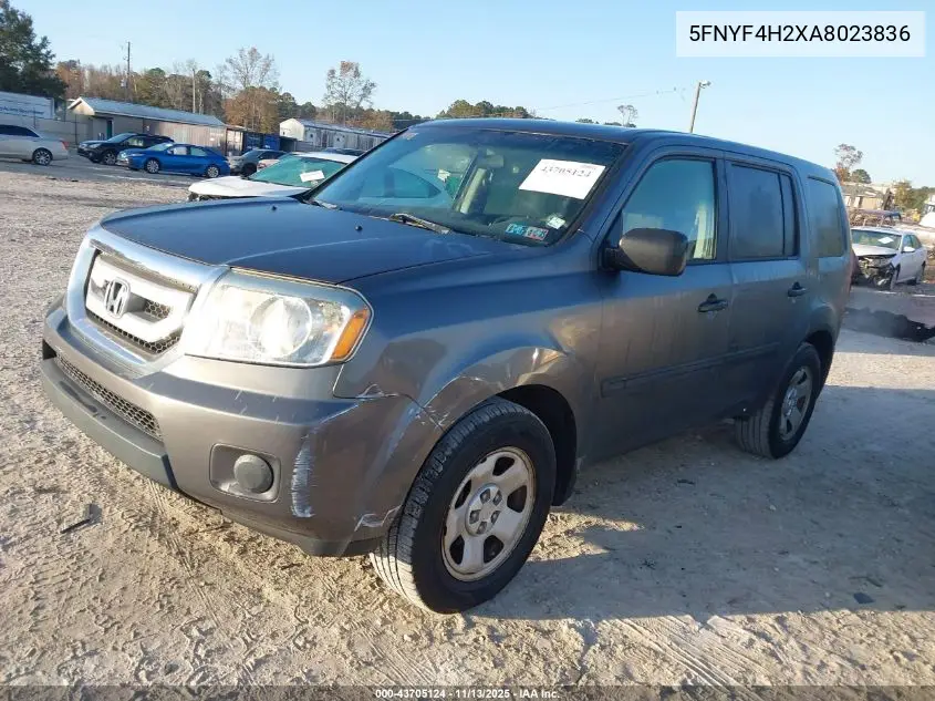 5FNYF4H2XAB023836 2010 Honda Pilot Lx