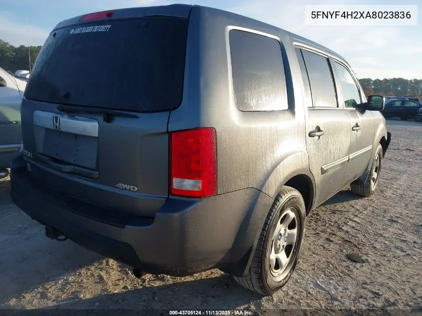 5FNYF4H2XAB023836 2010 Honda Pilot Lx