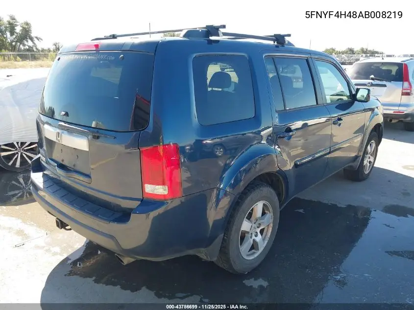 5FNYF4H48AB008219 2010 Honda Pilot Ex