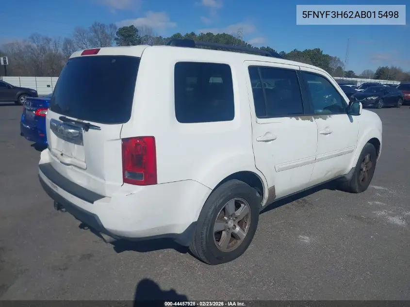 5FNYF3H62AB015498 2010 Honda Pilot Ex-L