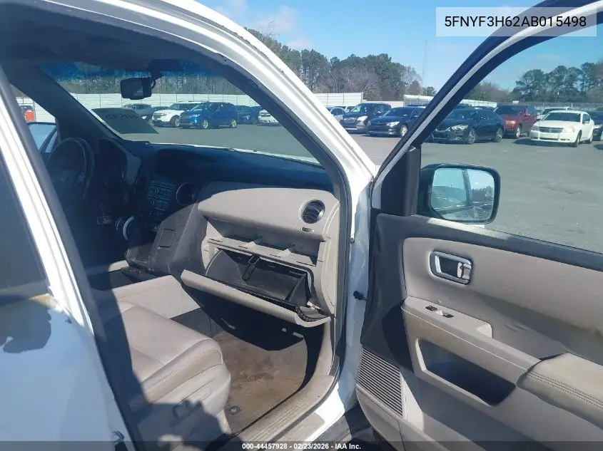 5FNYF3H62AB015498 2010 Honda Pilot Ex-L
