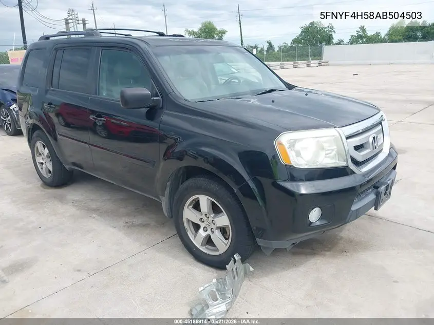 5FNYF4H58AB504503 2010 Honda Pilot Ex-L