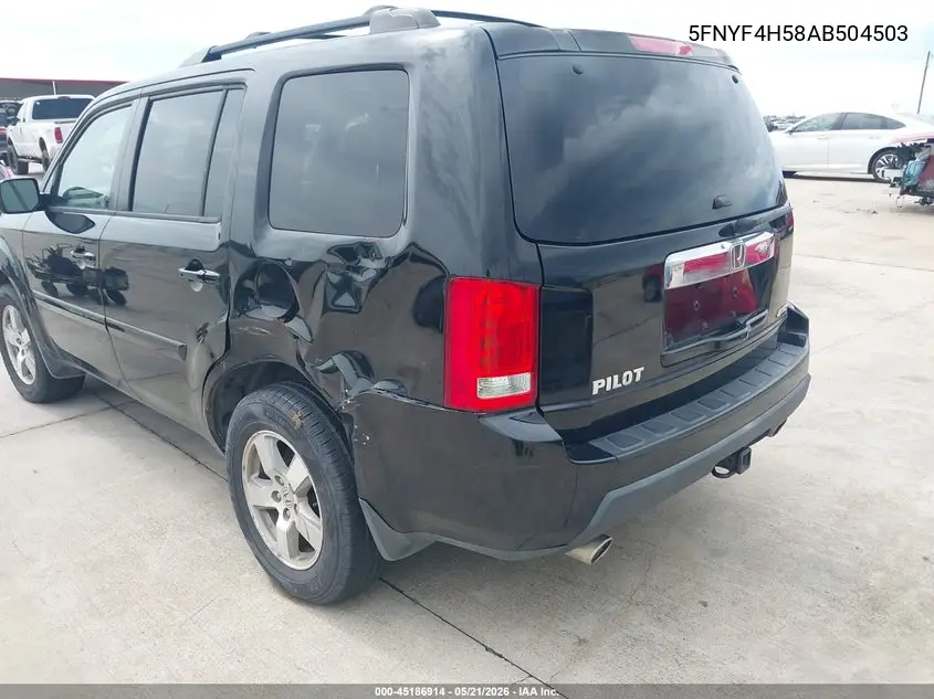 5FNYF4H58AB504503 2010 Honda Pilot Ex-L