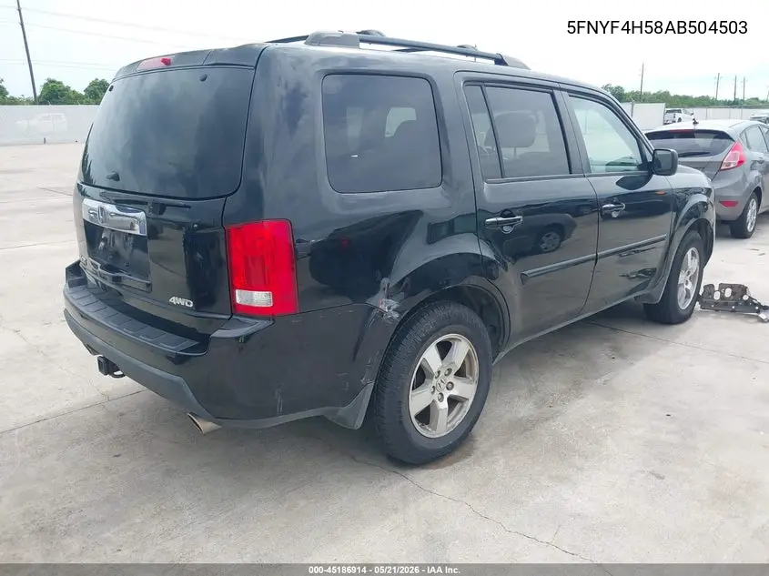 5FNYF4H58AB504503 2010 Honda Pilot Ex-L