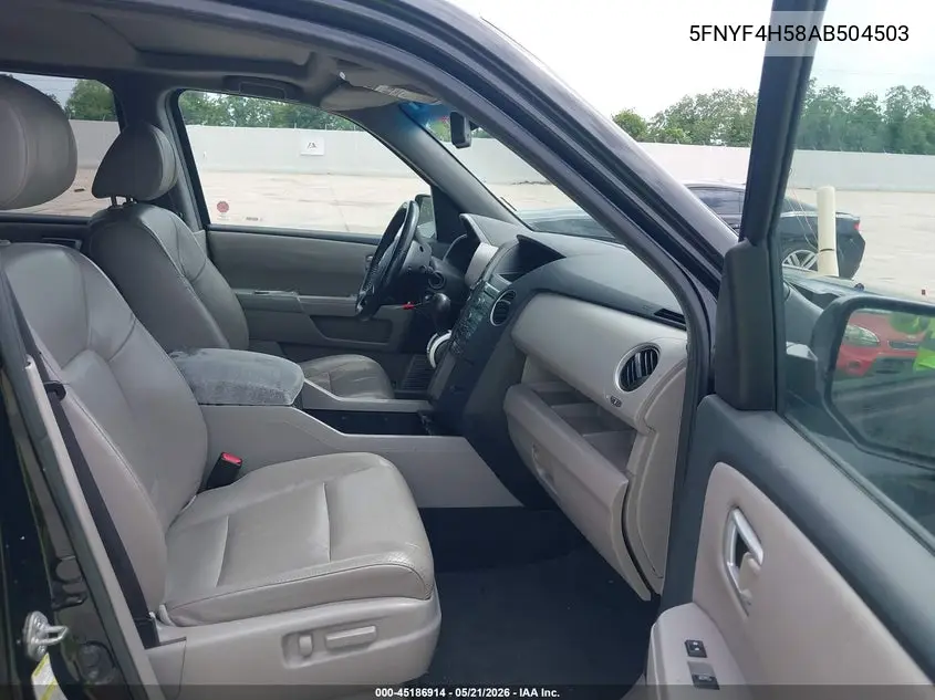 5FNYF4H58AB504503 2010 Honda Pilot Ex-L