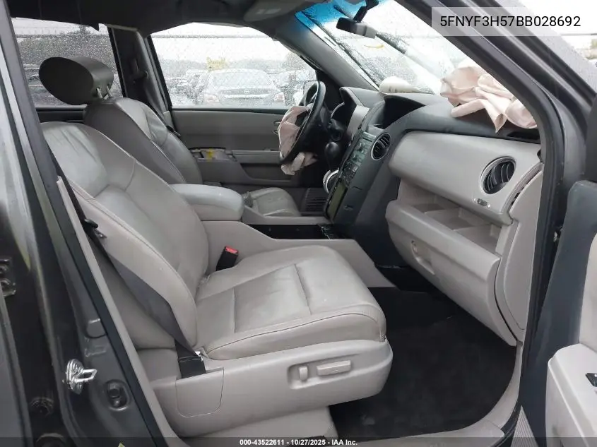 5FNYF3H57BB028692 2011 Honda Pilot Ex-L