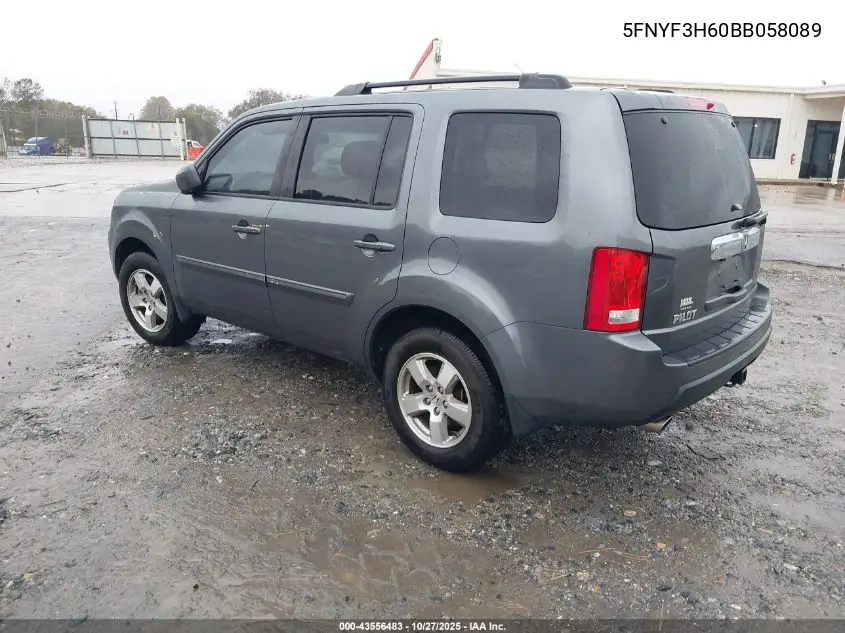 5FNYF3H60BB058089 2011 Honda Pilot Ex-L