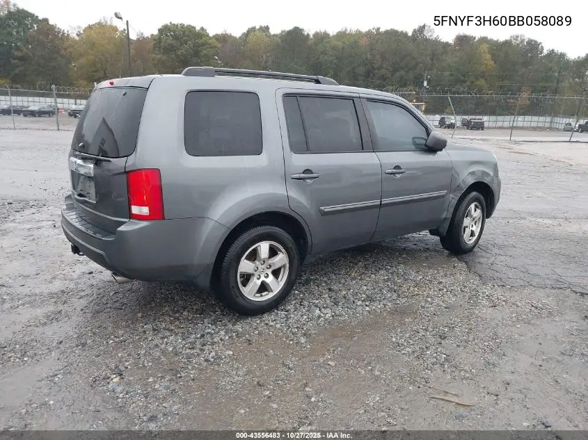 5FNYF3H60BB058089 2011 Honda Pilot Ex-L