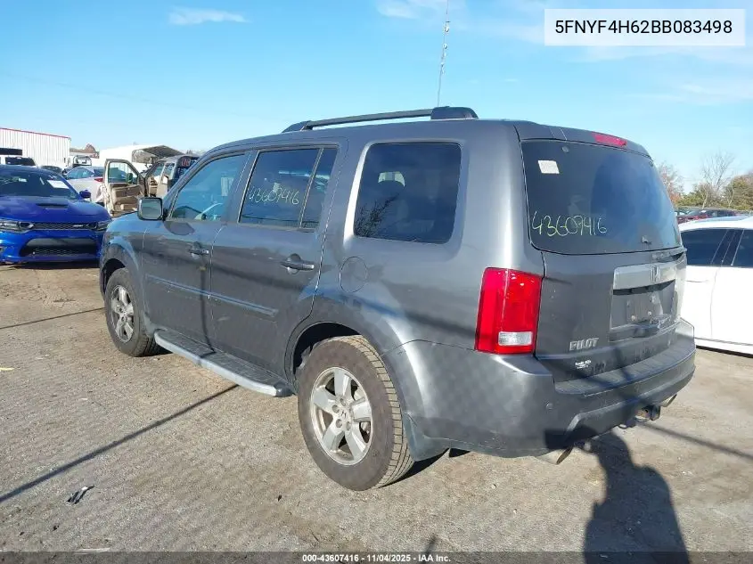 5FNYF4H62BB083498 2011 Honda Pilot Ex-L