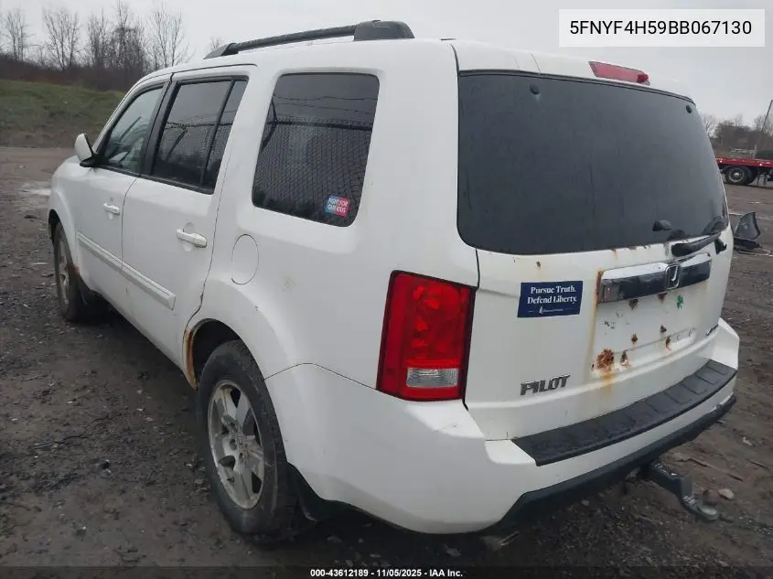 5FNYF4H59BB067130 2011 Honda Pilot Ex-L