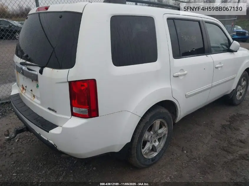 5FNYF4H59BB067130 2011 Honda Pilot Ex-L