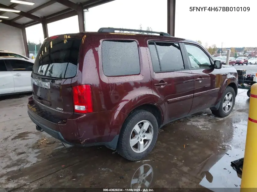 5FNYF4H67BB010109 2011 Honda Pilot Ex-L