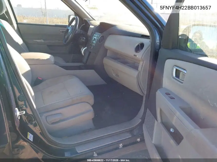 5FNYF4H22BB013657 2011 Honda Pilot Lx