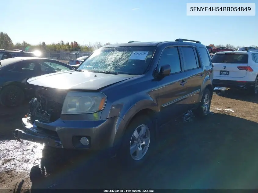 5FNYF4H54BB054849 2011 Honda Pilot Ex-L