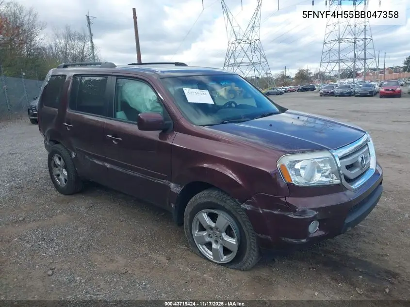 5FNYF4H55BB047358 2011 Honda Pilot Ex-L