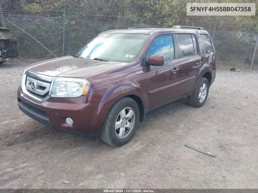 5FNYF4H55BB047358 2011 Honda Pilot Ex-L