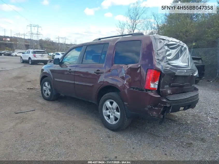 5FNYF4H55BB047358 2011 Honda Pilot Ex-L
