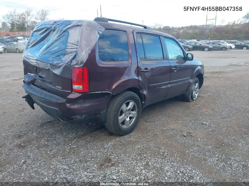 5FNYF4H55BB047358 2011 Honda Pilot Ex-L
