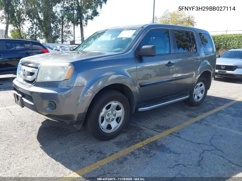 5FNYF3H29BB027114 2011 Honda Pilot Lx