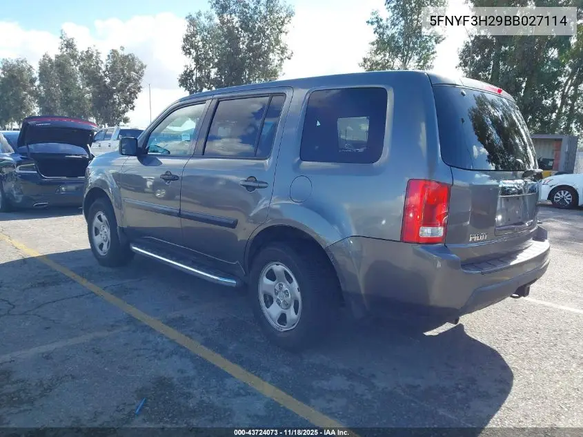 5FNYF3H29BB027114 2011 Honda Pilot Lx