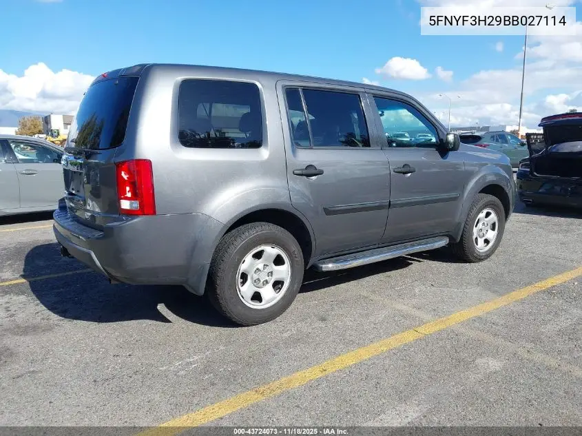5FNYF3H29BB027114 2011 Honda Pilot Lx
